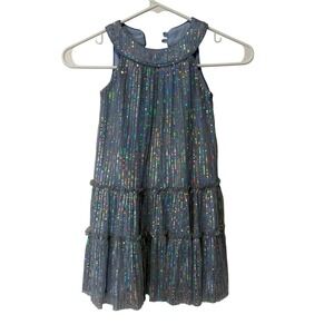 Zunie Girls Sparkle Glitter Tiered Party Dress Blue Size 5 Special Occasion